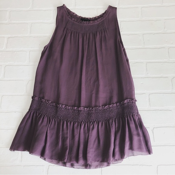 Theory Tops - Theory Sheer Purple Peplum Style Silk Blouse